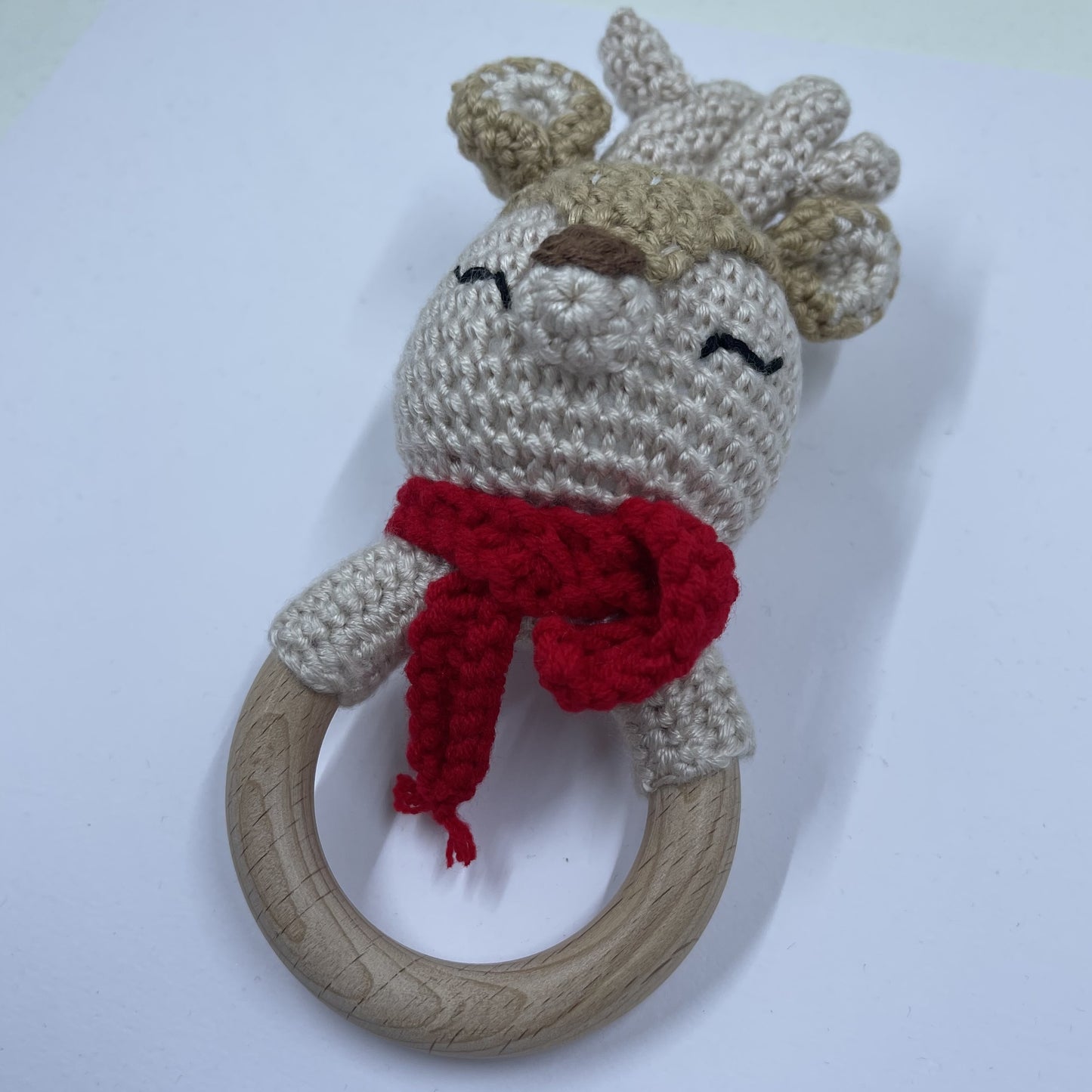 Baby christmas reindeer teething ring