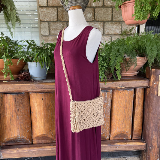 Handmade Cafe macrame shoulder bag