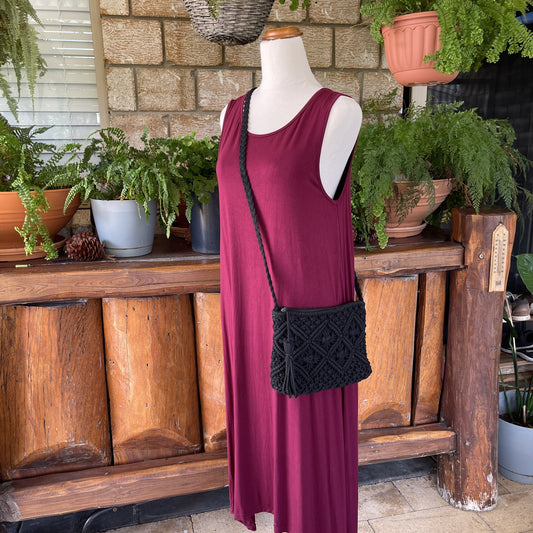 Macrame black shoulder bag