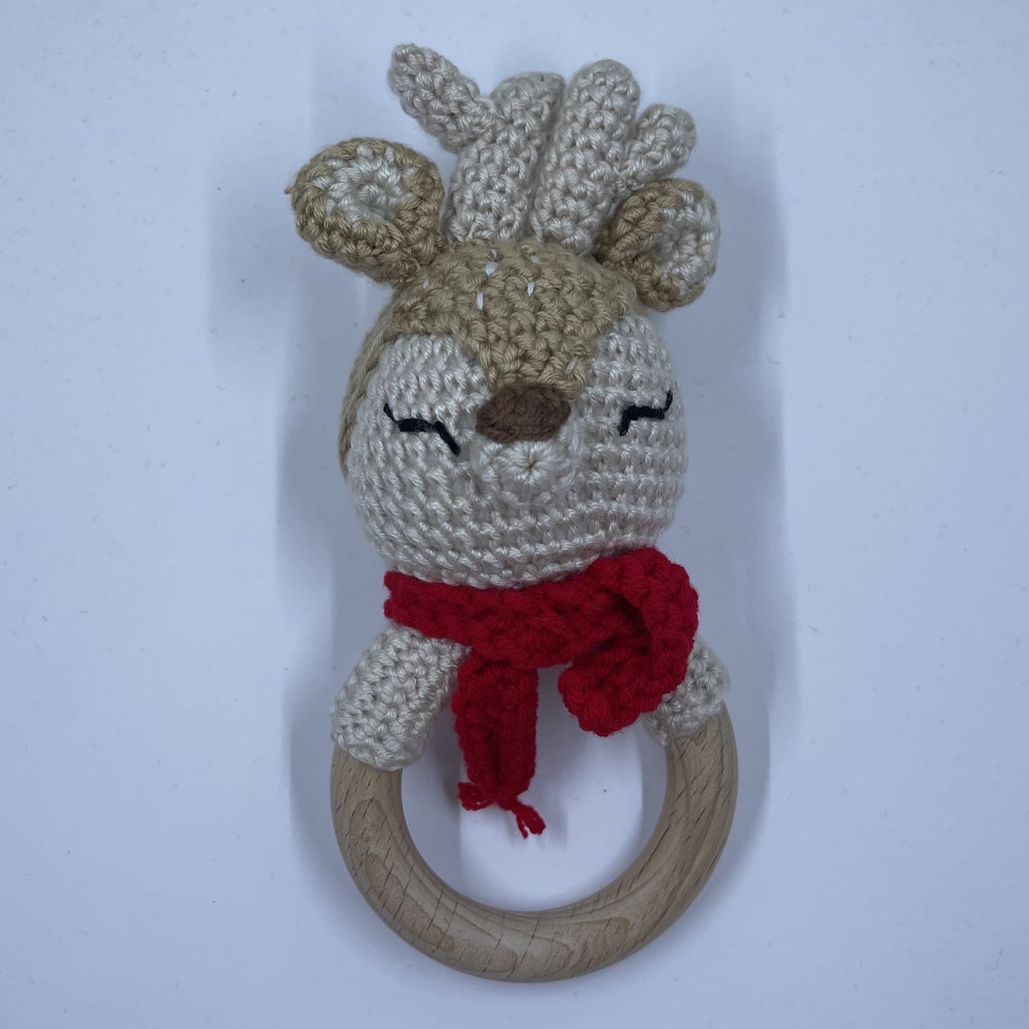 Baby christmas reindeer teething ring