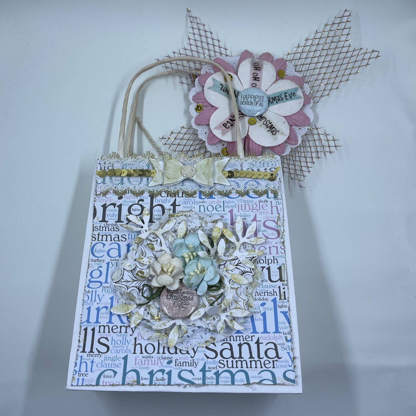 Christmas gift bag with tags
